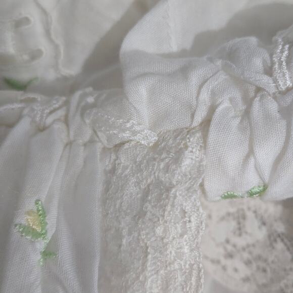 Vintage Cotton Night Dress White Nightgown Victorian Prairie Country Farm Medium - Picture 12 of 14